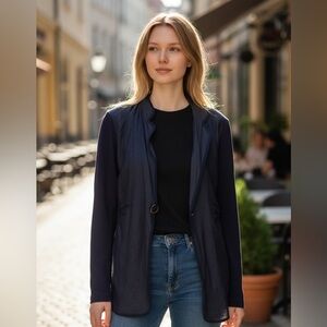 Brunello Cucinelli Dark Blue Blazer, Office Chic /Night Out - Elevated - Size M